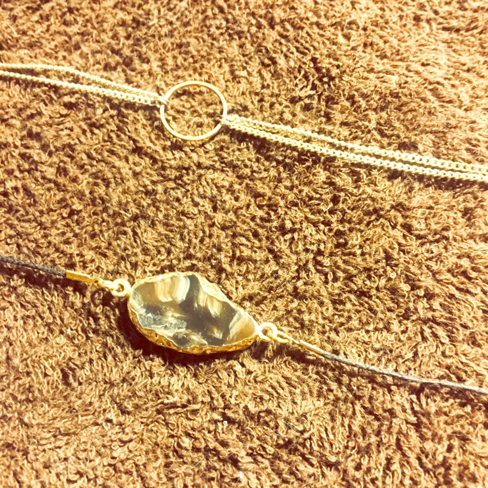 2 new gold unique choker necklaces